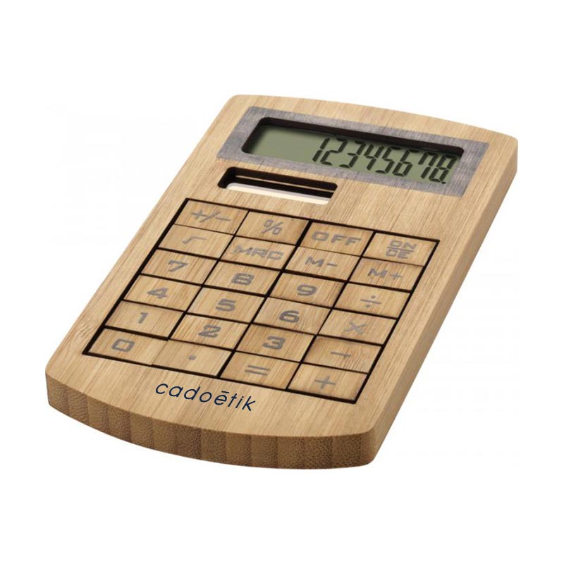 Calculatrice publicitaire en bambou Ecosol