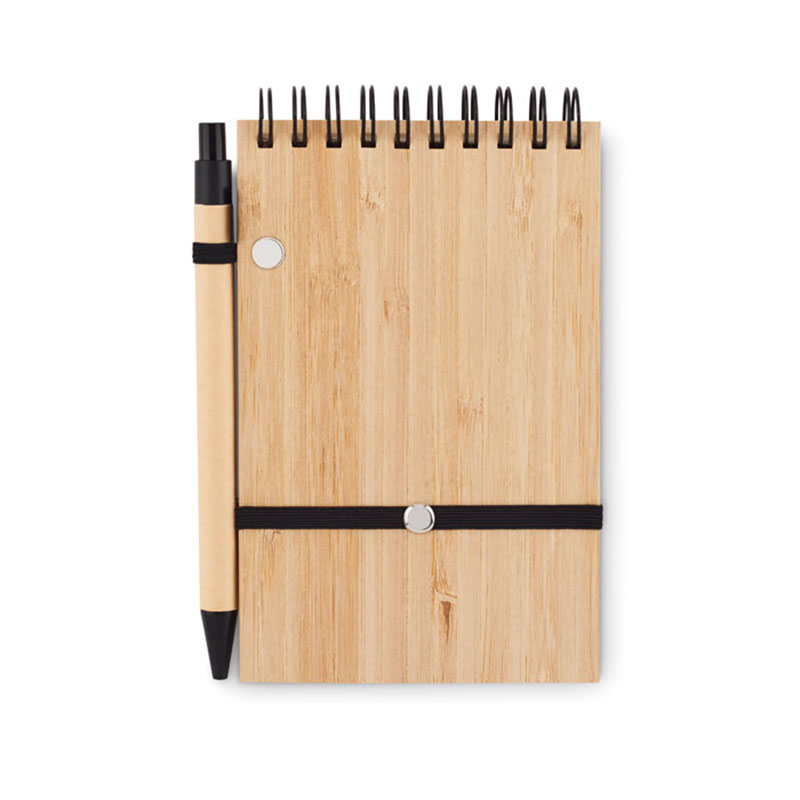Bloc-notes A6 avec stylo en bambou et papier recyclé Sonorabam_4