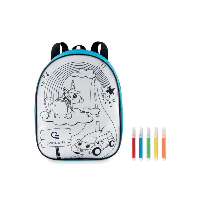 Cadeau publicitaire pour enfants - Sac à dos personnalisable à colorier en 600D Backsketchy