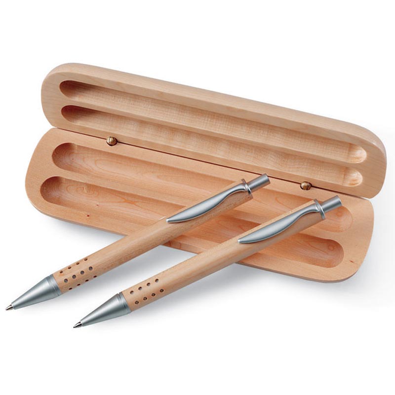parure de stylos personnalisée bambou Demoin - goodies entreprise