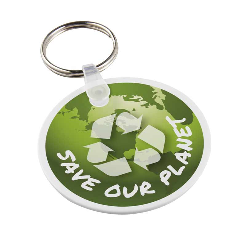 Porte-clés rond en plastique recyclé Tait_4