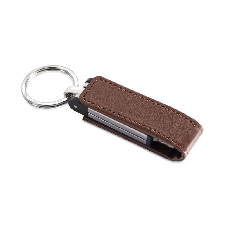 Clé USB publicitaire Magring et porte-clés cuir