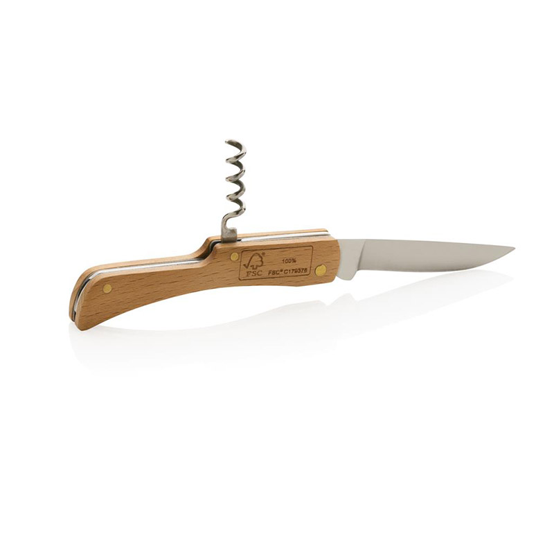 Couteau pliable avec fonction tire-bouchon en bois certifié Nicolas_5