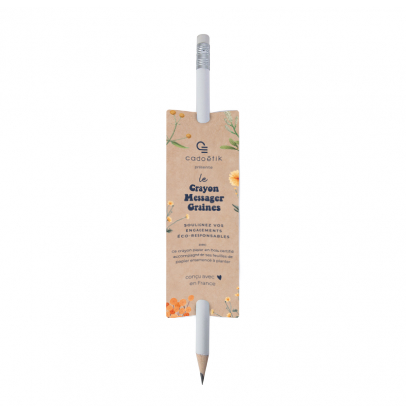 Crayon à papier messager avec cartonnette sur mesure