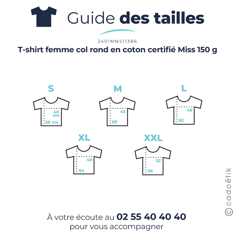 T-shirt femme col rond en coton certifié Miss 150 g_5