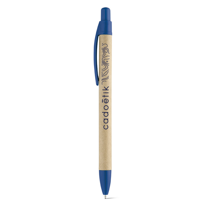 Stylo bille publicitaire en kraft Rémi - Coloris bleu