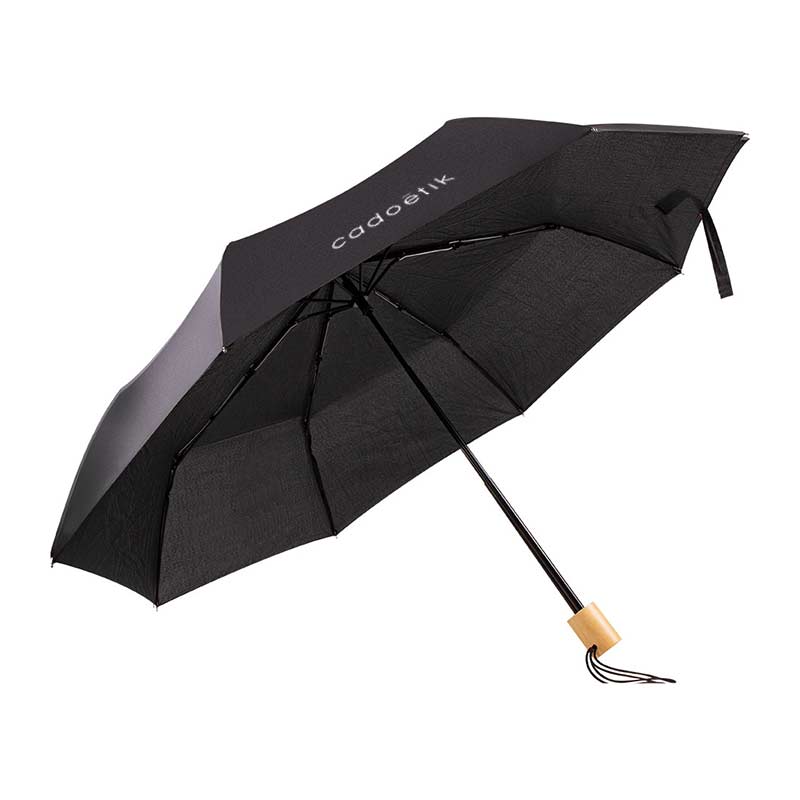 Parapluie pliable en rPET GRS et bois Puck_1