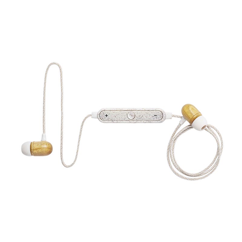 Écouteurs publicitaires Bluetooth en bambou et paille de blé Lattimer 2