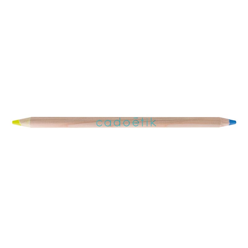 Crayon publicitaire surligneur fluo en bois 17,6 cm Bi-coul