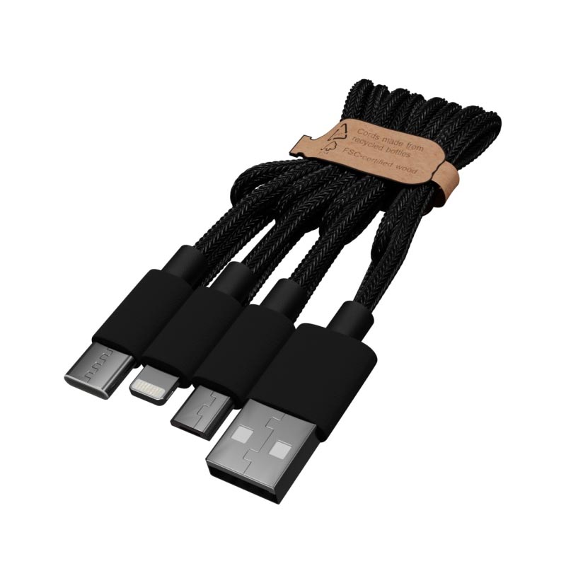 Multi-câbles USB pour powerbank Eco Wood