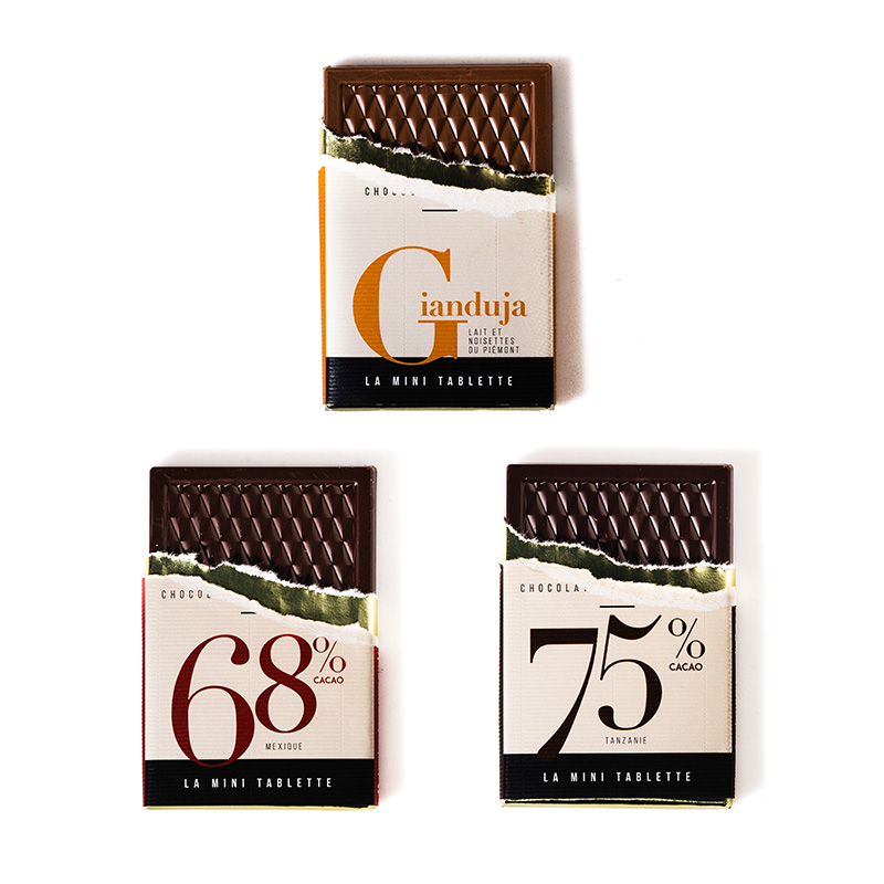 Goodies chocolat - Carte 3 barres chocolatées quadri
