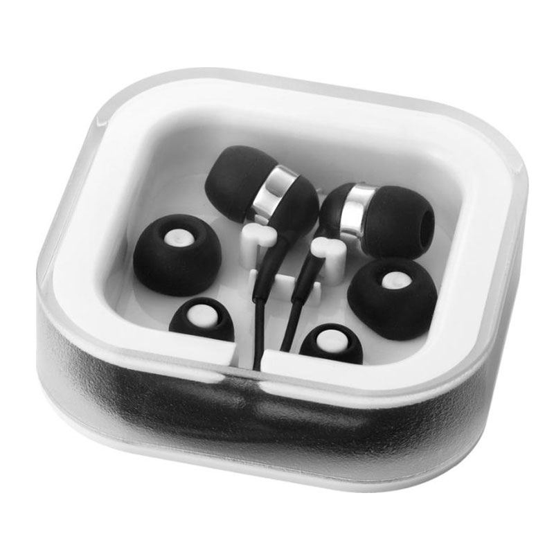 Écouteurs publicitaire Sargas noir  avec micro - Cadeau publicitaire