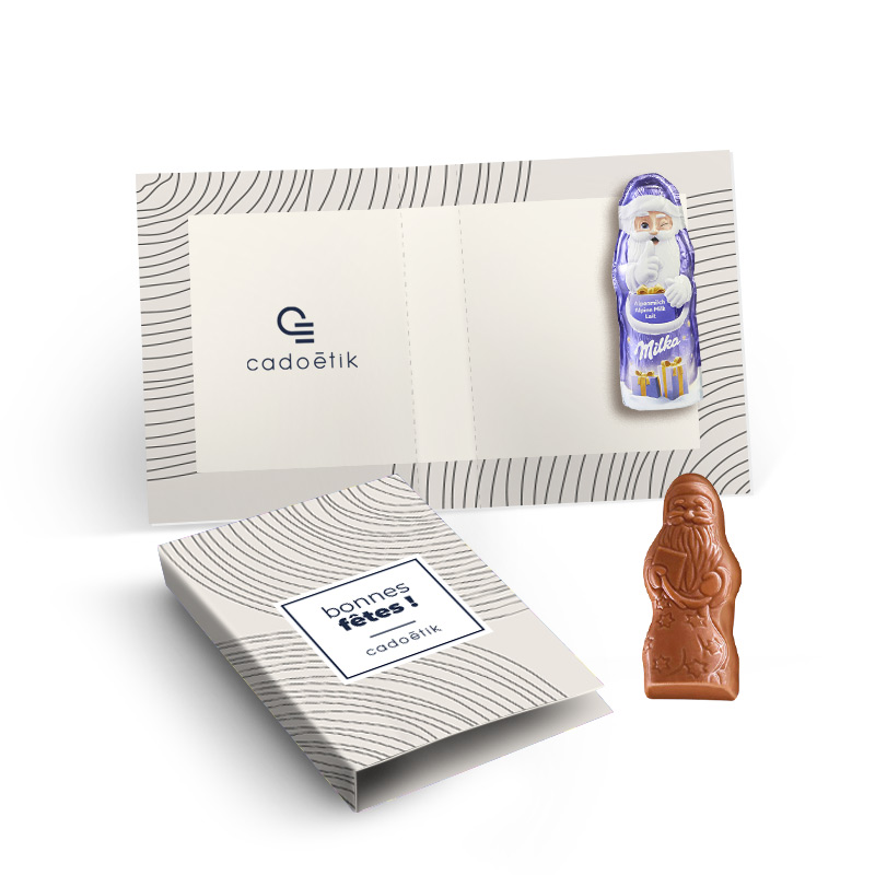 Carte de vœux entreprise originale - Carte chocolat publicitaire avec Père Noël Milka