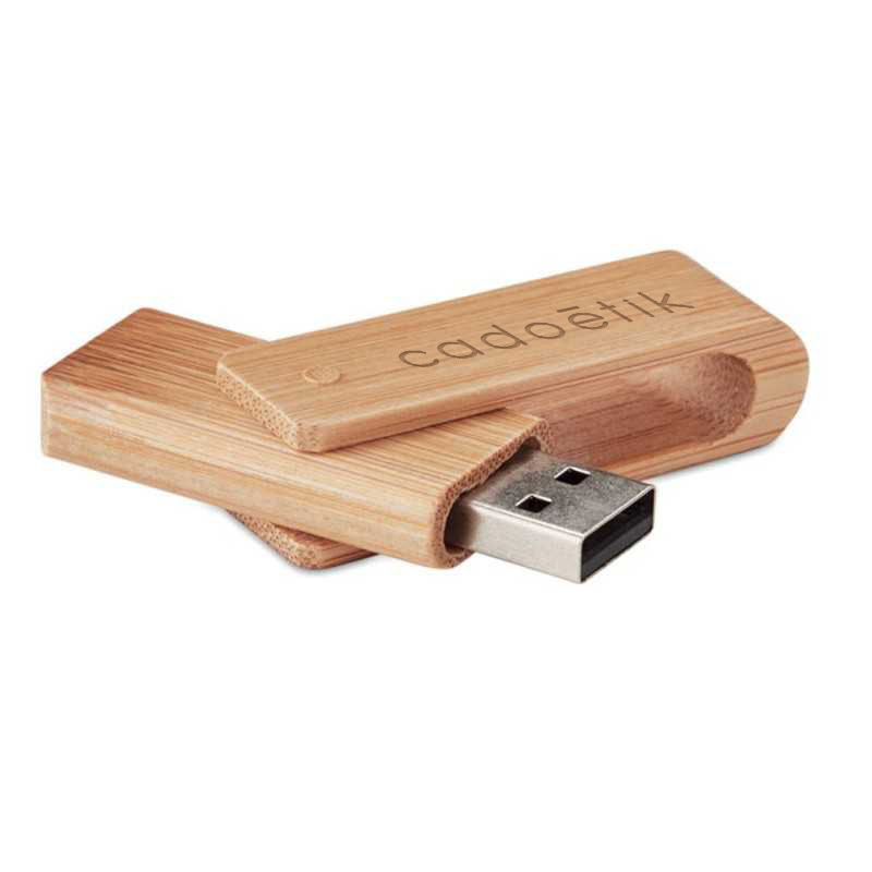 Clé USB publicitaire - Clé USB rotative en bambou Morris_1