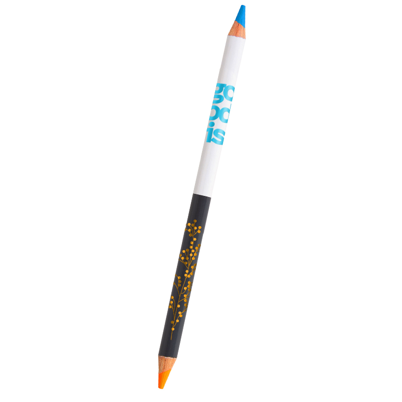 Crayon publicitaire surligneur fluo 17,6 cm Pantone Bi-coul - Goodies salon