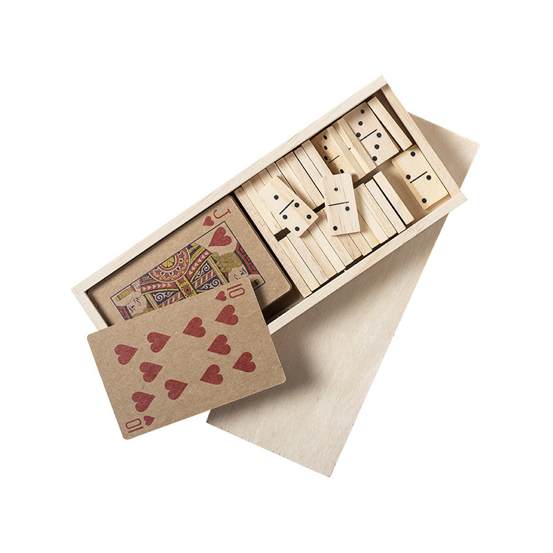Set de jeu de cartes et dominos en bois Halin_2