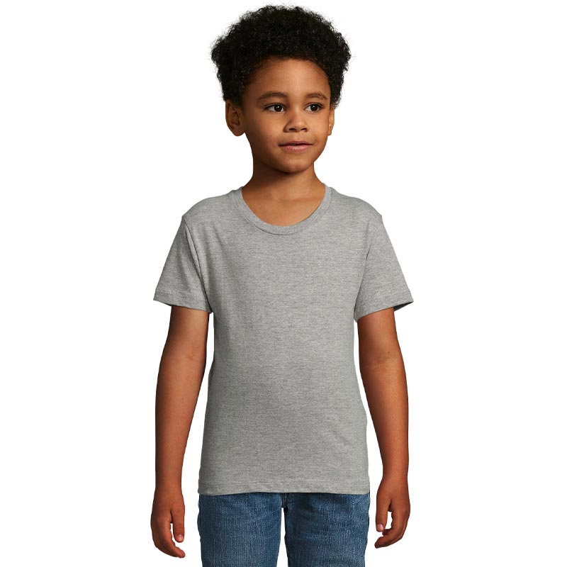 tee-shirt publicitaire enfant en coton bio gris Milo - devant