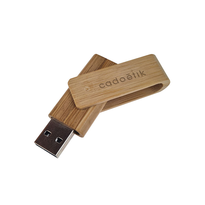 Clé USB publicitaire - Clé USB rotative en bambou Twister Eco_1