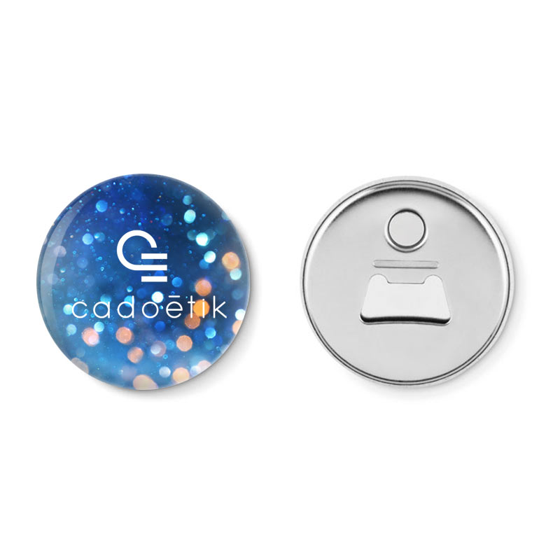 Goodies - Magnet personnalisable en métal et décapsuleur Pin Opener