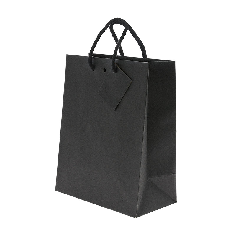sac personnalisé en kraft noir mat avec cartonnette message Luxe - sac publicitaire en papier