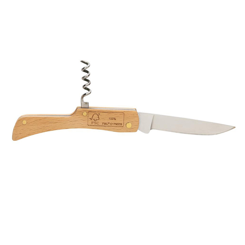 Couteau pliable avec fonction tire-bouchon en bois certifié Nicolas_2