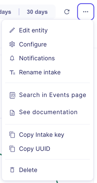 Intake menu