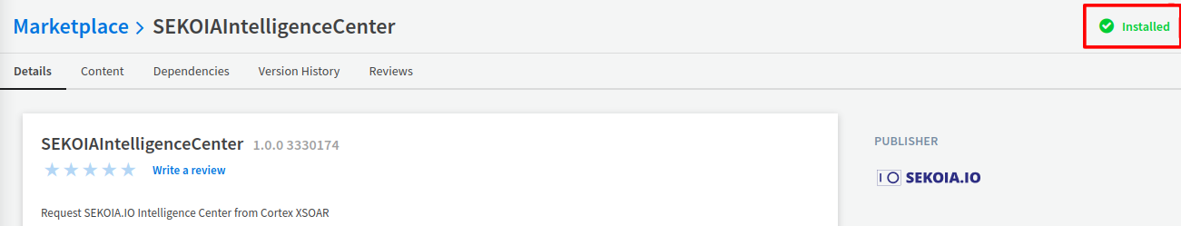 Installed Sekoia.io CTI integration
