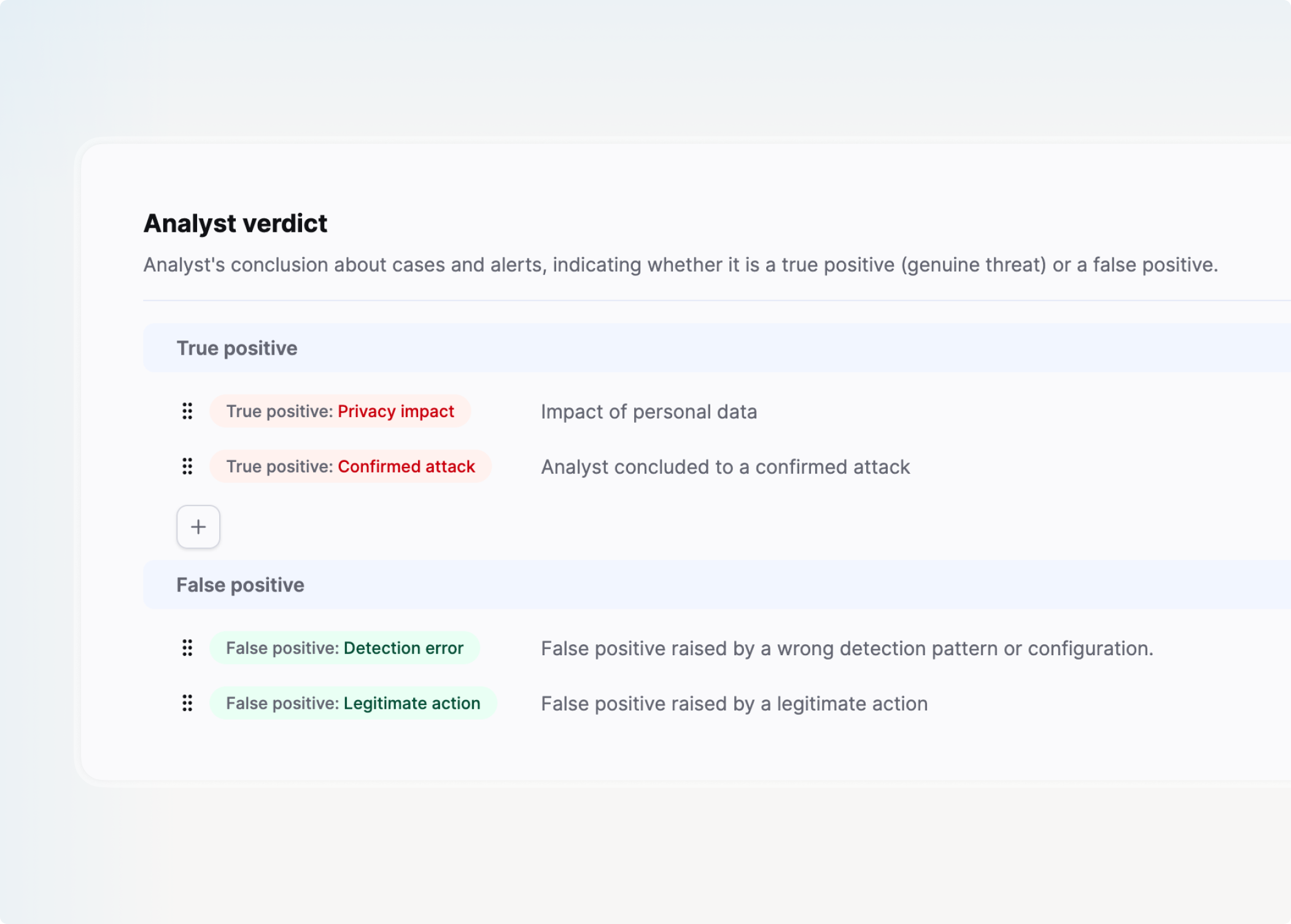 Custom verdicts configuration