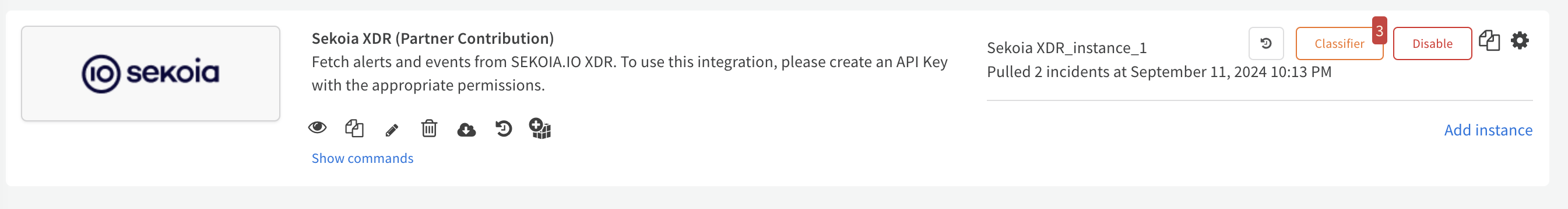 View of Sekoia.io XDR instance in XSOAR UI