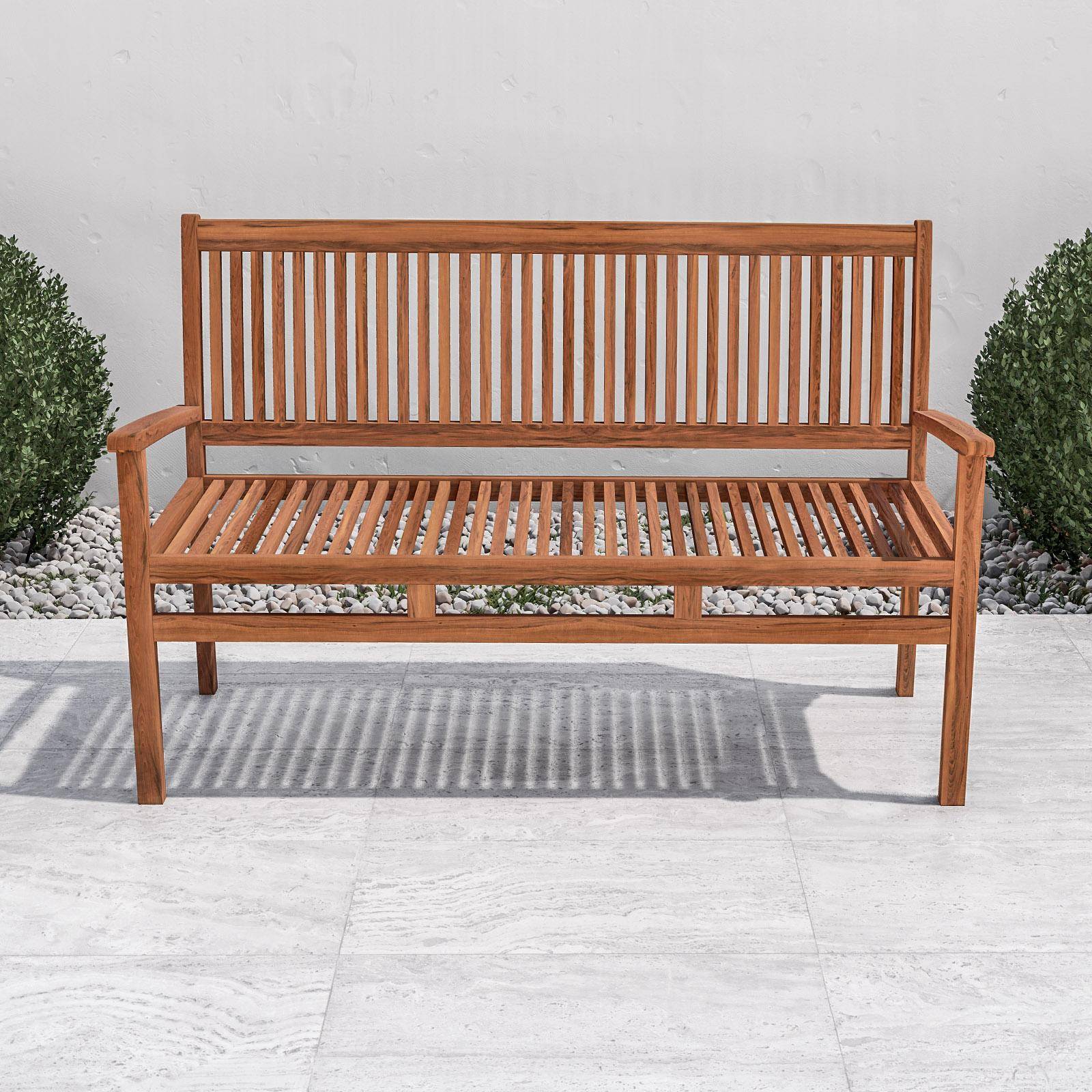 Divero 3-posti Panca da giardino di alta qualità legno massello teak trattate panchina 180cm 