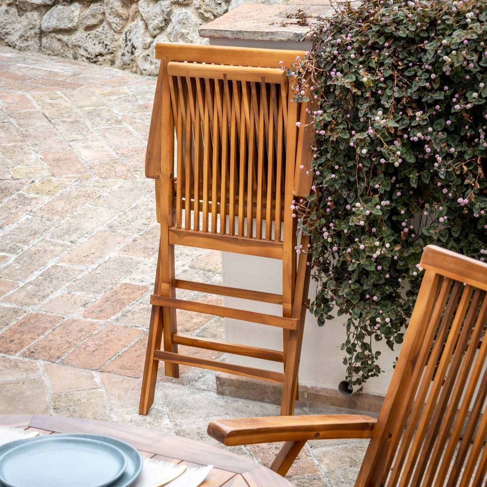 STRANDGUT07 Sedia da giardino in legno di teak finitura grey wash 