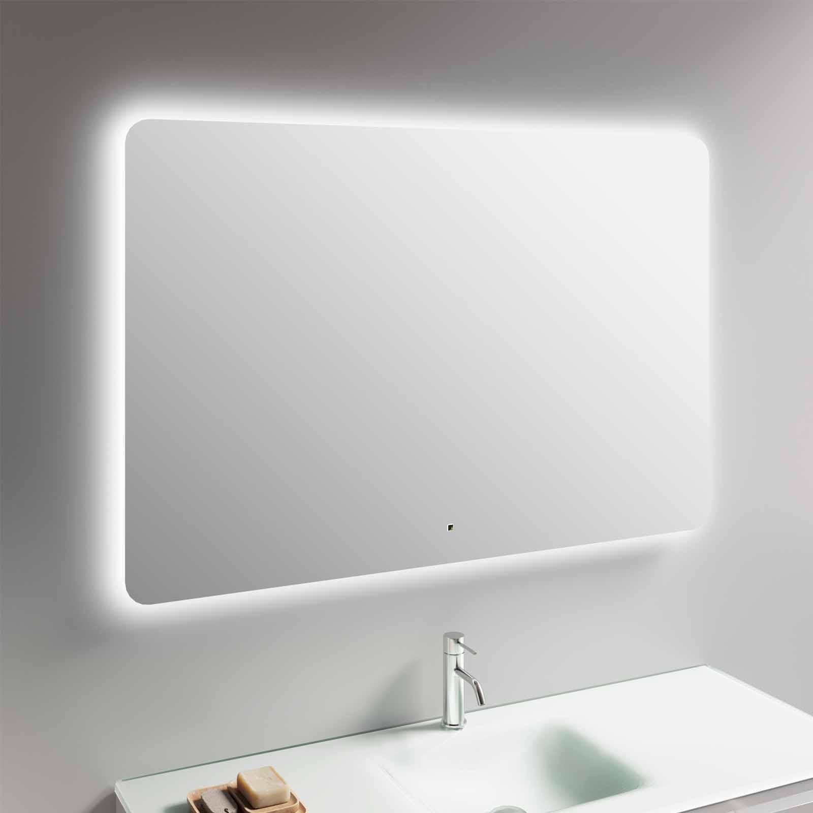 con Bluetooth impermeabile anti appannamento 70_x_90_cm a parete IP44 GANPE Specchio da bagno a LED con sensore di movimento verticale e orizzontale illuminato dimmerabile per trucco 