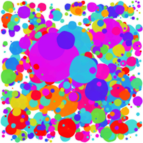 Generiertes Bild mit vielen bunten konfettiähnlichen Kreisen, die sich teilweise überlagern