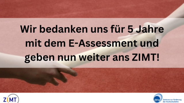 Im Hintergrund ist zu sehen wie ein Staffelstab von einer Hand in eine andere weitergegeben wird. Darüber ist ein weißer Balken mit dem Text 