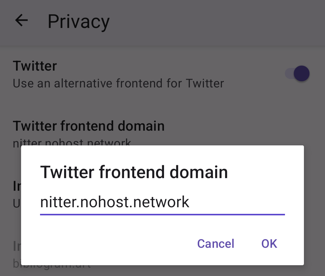 Nitter domain