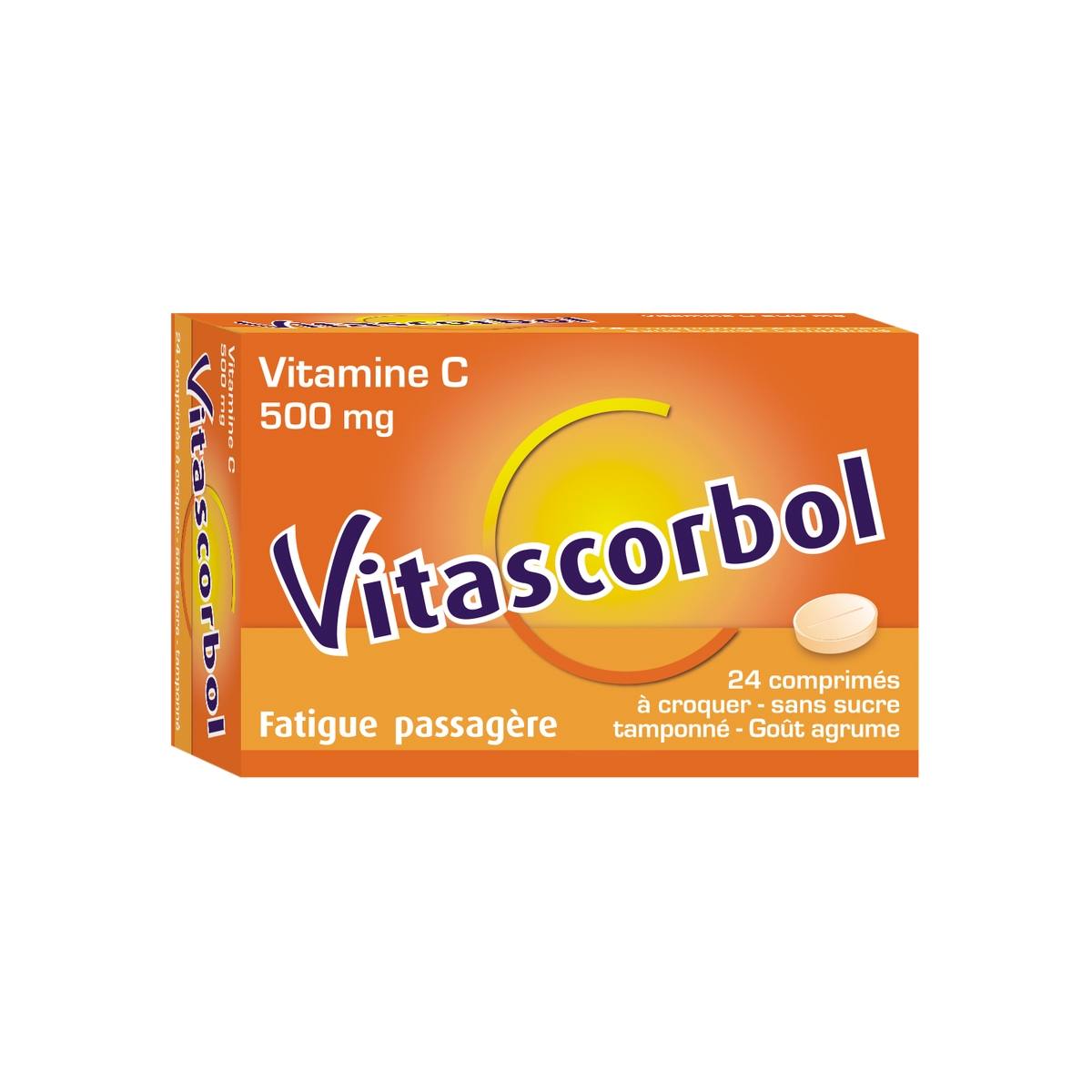 COOPER VITASCORBOL SANS SUCRE TAMPONNE 500 mg, 24 comprimés à croquer