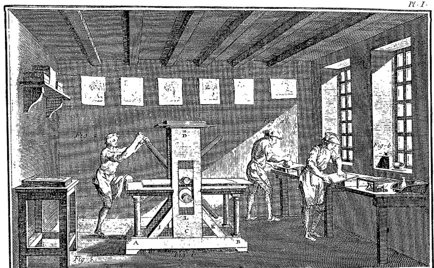 Presse xylographique à bras en bois