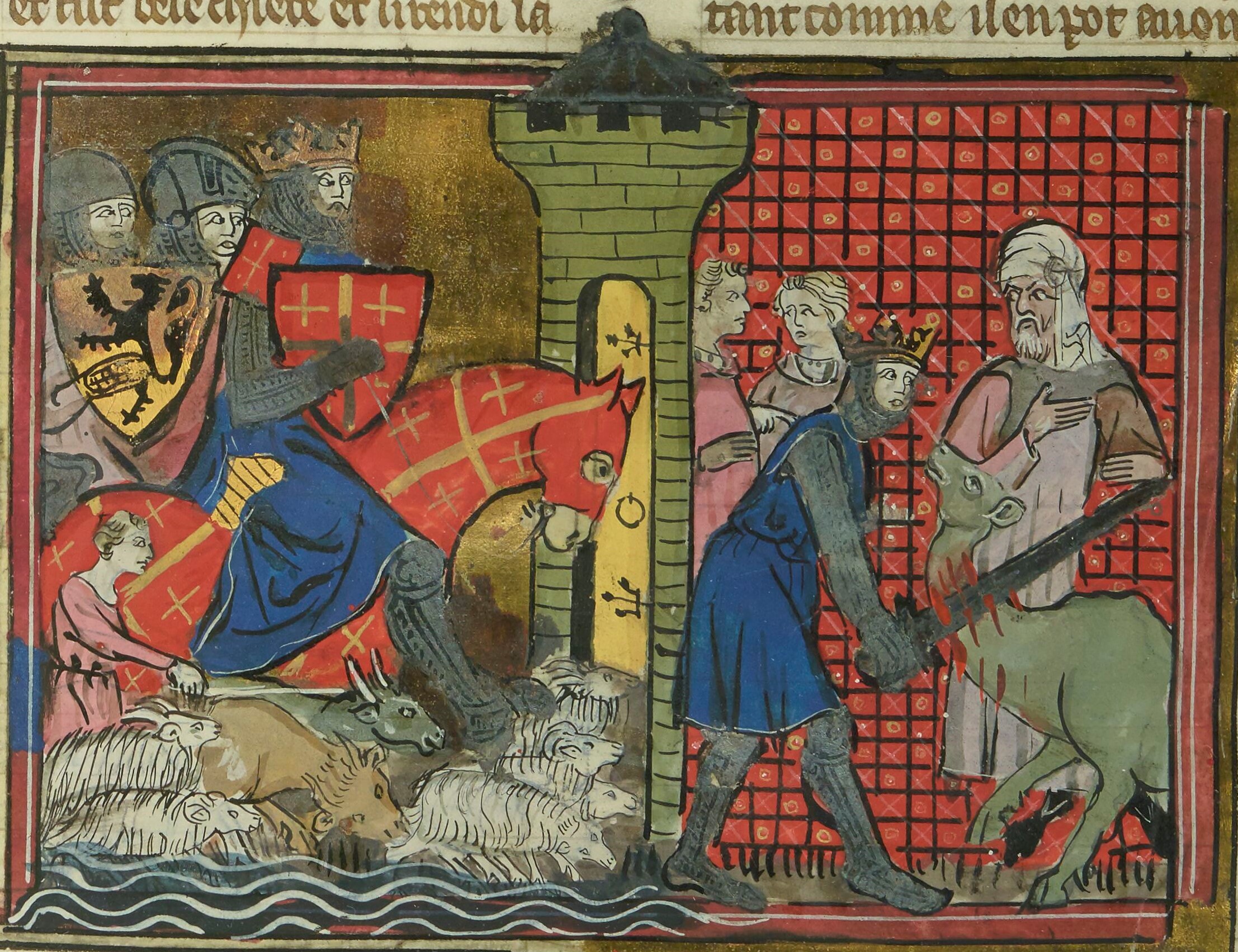 Godefroy de Bouillon passant le Jourdain et tuant un chameau