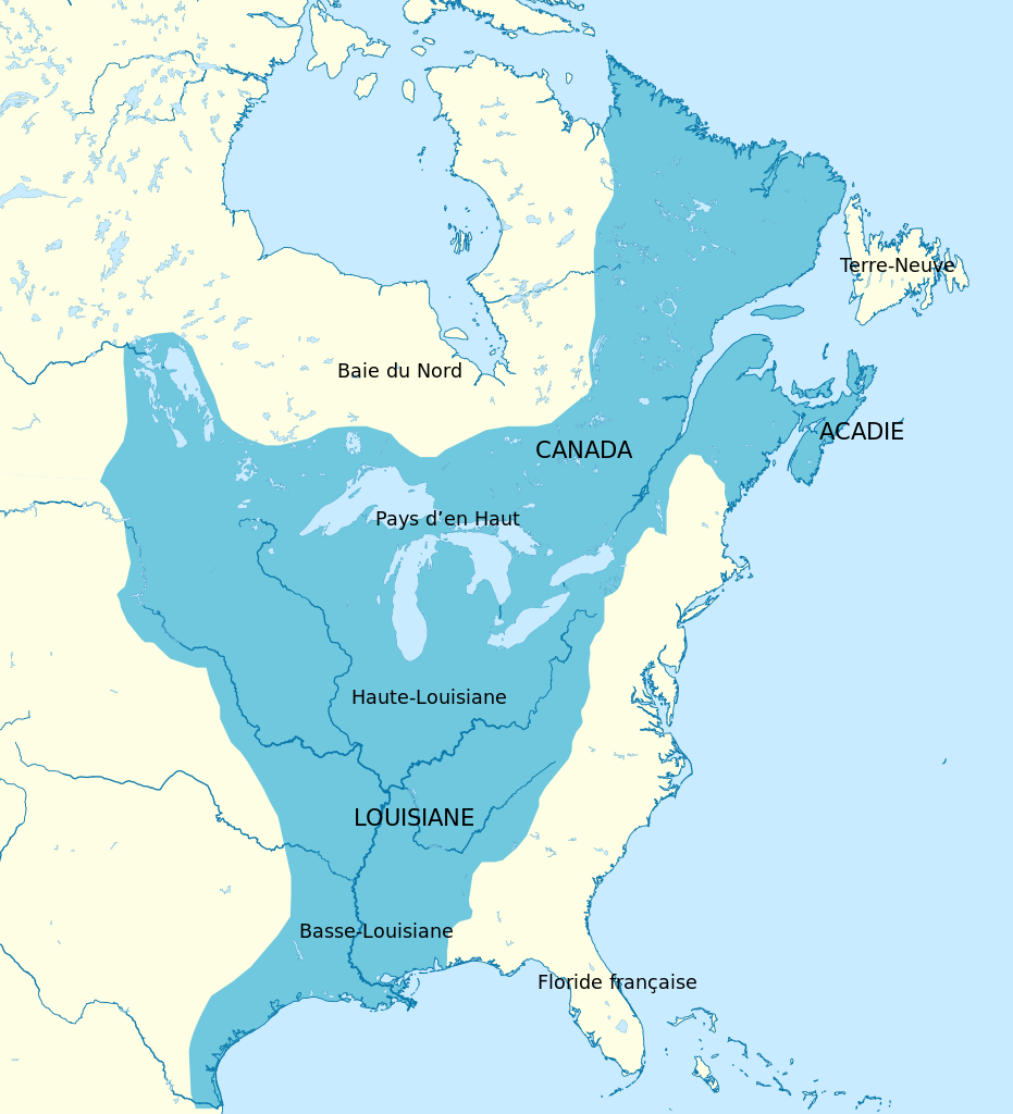 Carte des colonies de la Nouvelle-France Carte des colonies de la Nouvelle-France