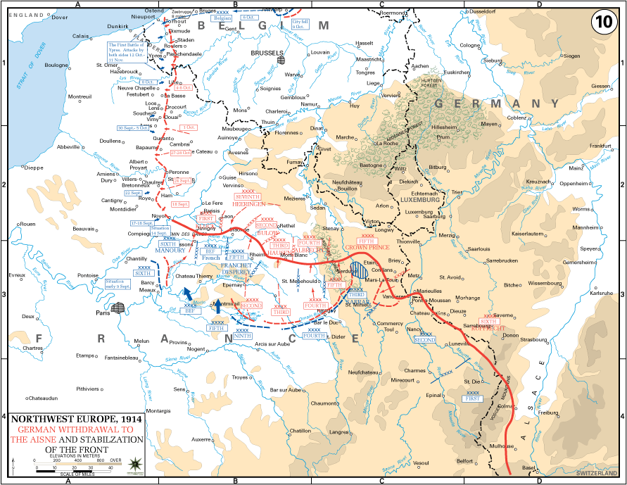 Position des armées sur le front occidental à la veille de la première guerre mondiale