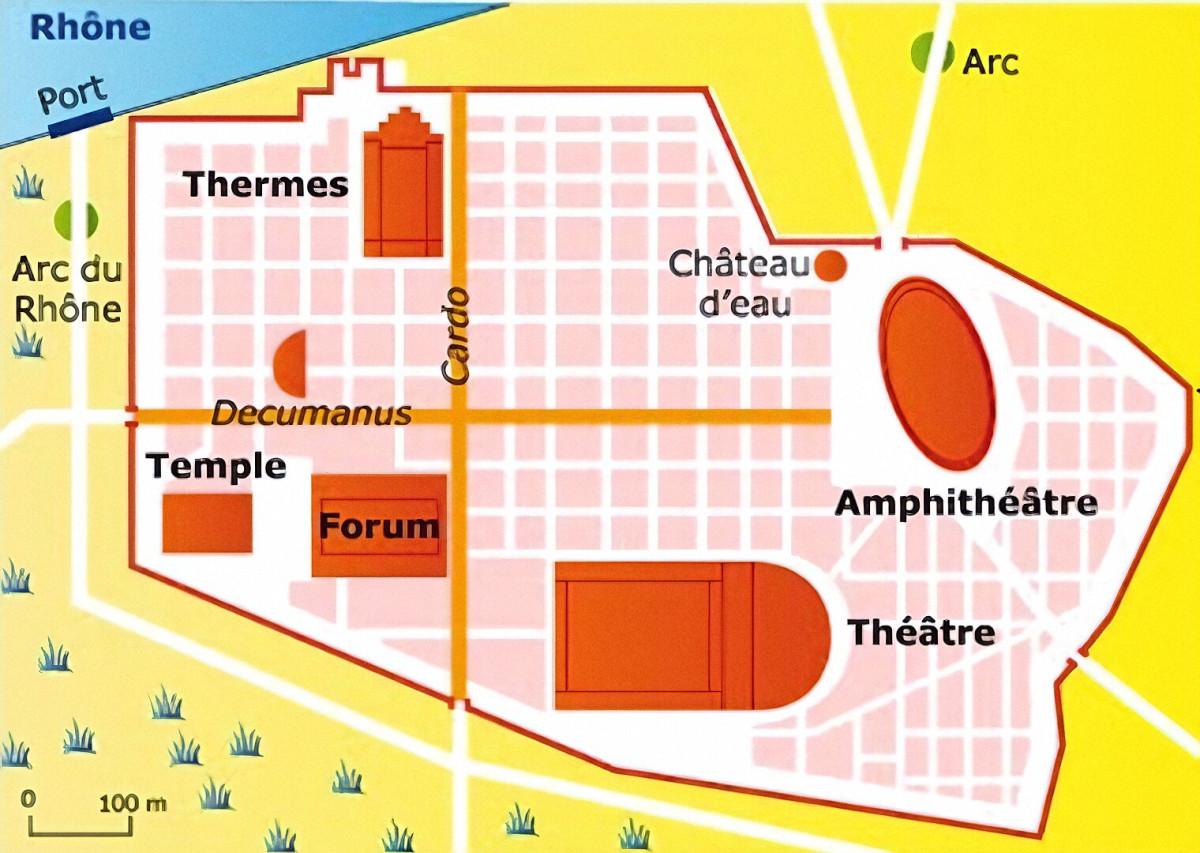 Plan de Arles à l'époque romaine