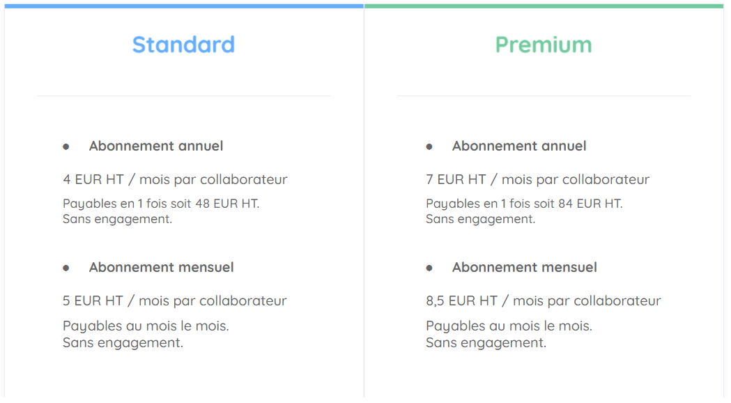 Grille tarifaire Talkspirit