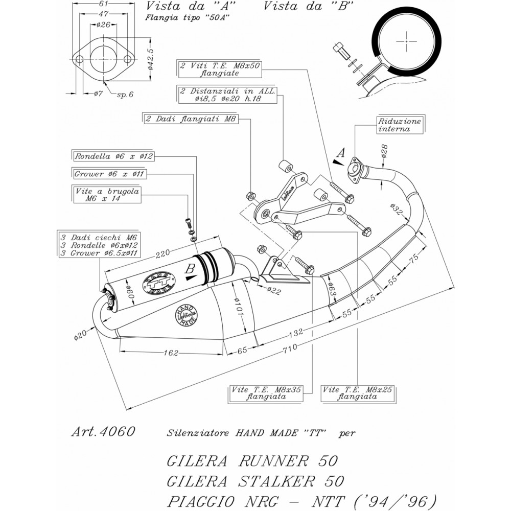 Gilera Stalker 50 DT 99-03 Leovince TT Exhaust 