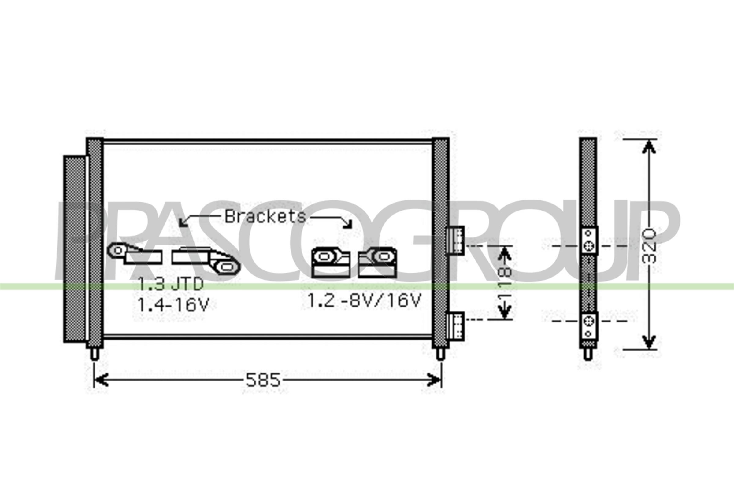 Condenseur, climatisation FT133C006 PRASCO pour FIAT LANCIA