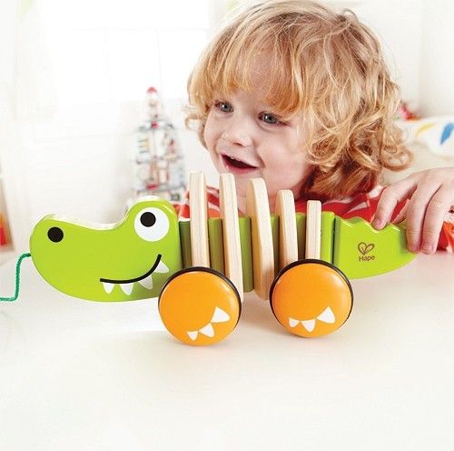 Crocodile Jouet en bois à traîner - Jouets écolo premier Age - Hape