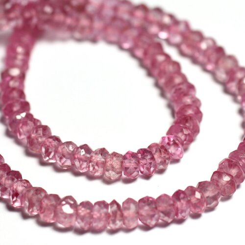 10pc - perles pierre topaze rose rondelles facettées 3-4mm rose clair bonbon