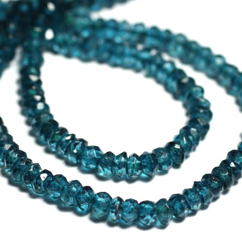 10pc - perles pierre topaze london rondelles facettées 3-4mm bleu vert paon canard