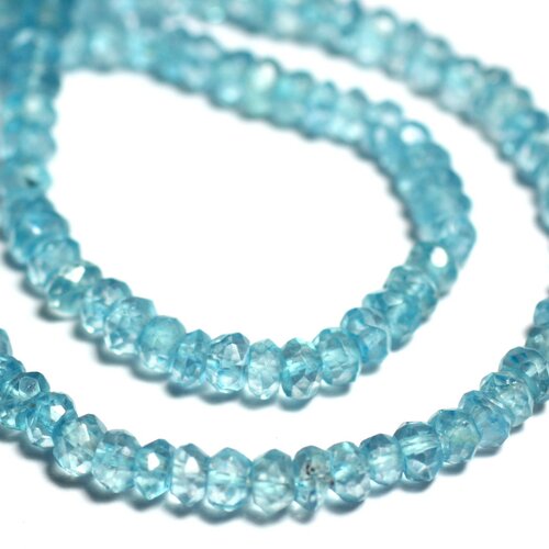 10pc - perles pierre topaze swiss rondelles facettées 3-4mm bleu ciel turquoise