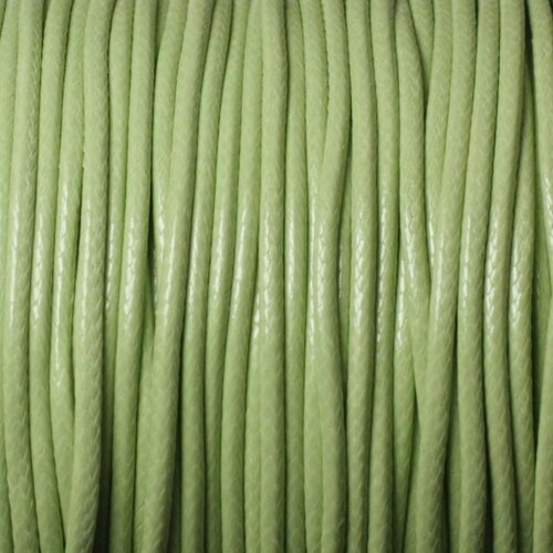 5 mètres - fil corde cordon coton ciré enduit 2mm vert clair anis
