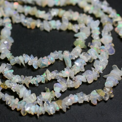 20pc - perles pierre - opale ethiopie rocailles chips 2-6mm blanc multicolore arc en ciel